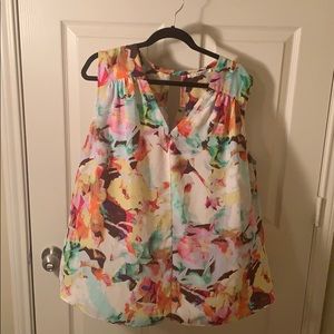 Flowy sleeveless floral blouse